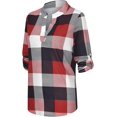 thumbnail image 3 of Women Long Sleeve Plaid Shirt Flannel V Neck, 3 of 4
