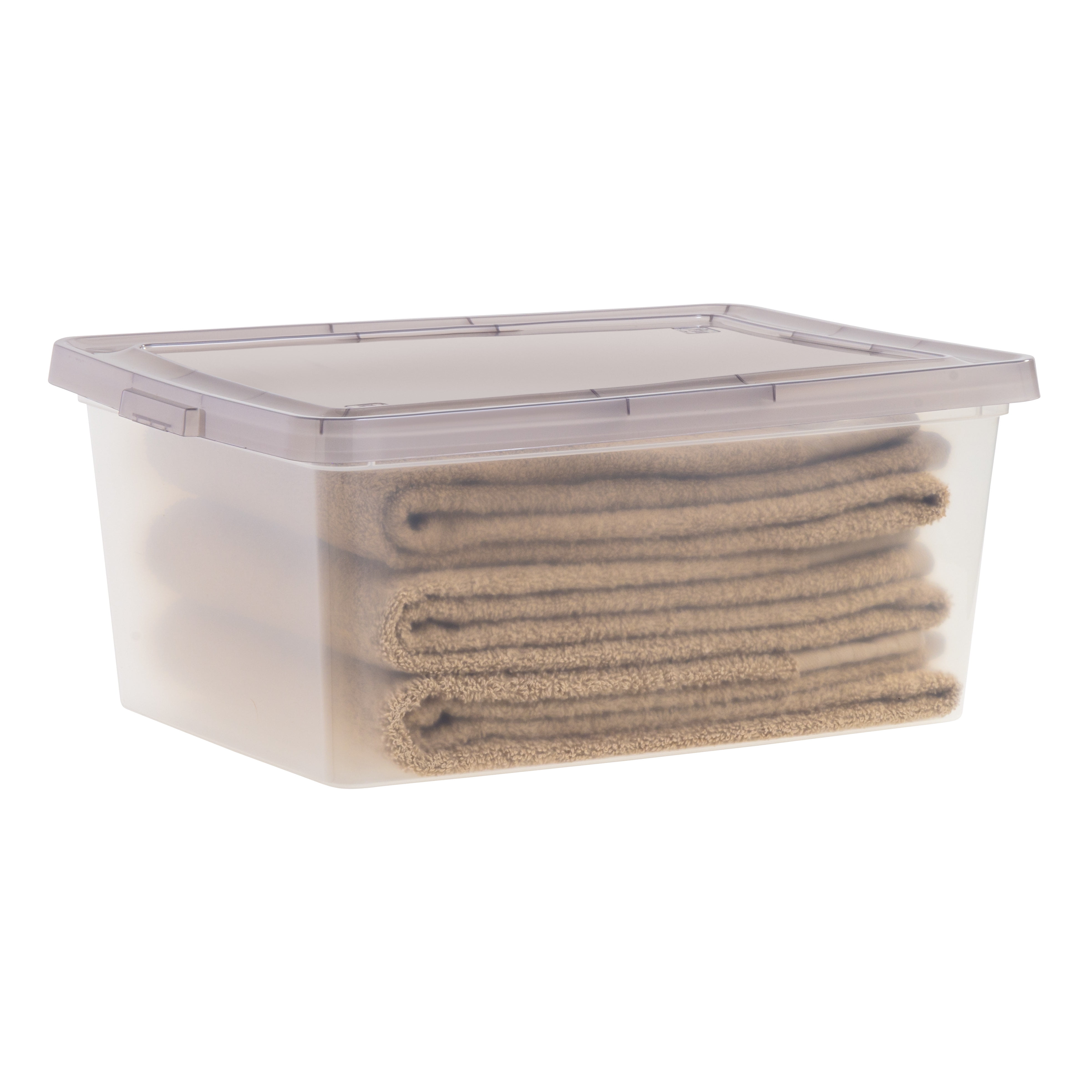 IRIS 17 quart Storage Box External Dimensions 17.5 Length x 12 Width x 17.5  Depth x 7 Height 4.25 gal Snap in Lid Closure Stackable Plastic Clear For  Scissors Notebook Office Supplies