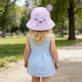 thumbnail image 4 of Girls Kids Sun Hat Purple – Adjustable Cotton Kids Bucket Hat with Chin Strap for UV Protection,Size 2 T, 4 of 9