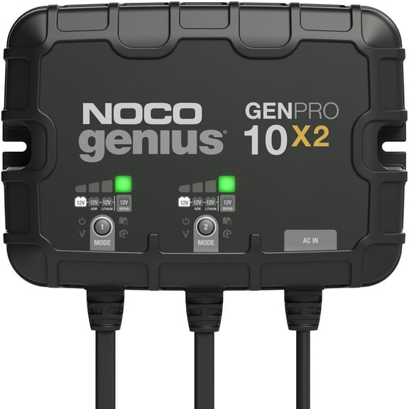 NOCO Genius GENPRO10X2: 2-Bank 20A (10A/Bank) 12V Onboard Battery Charger and Maintainer