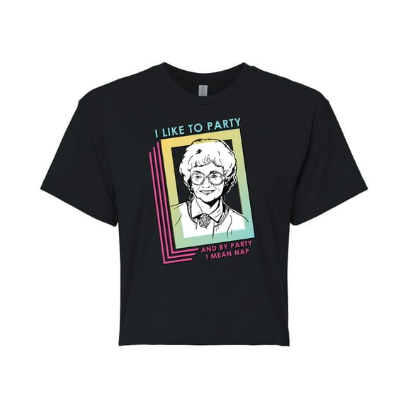 Golden Girls - Party Nap - Juniors Cropped Cotton Blend T-Shirt