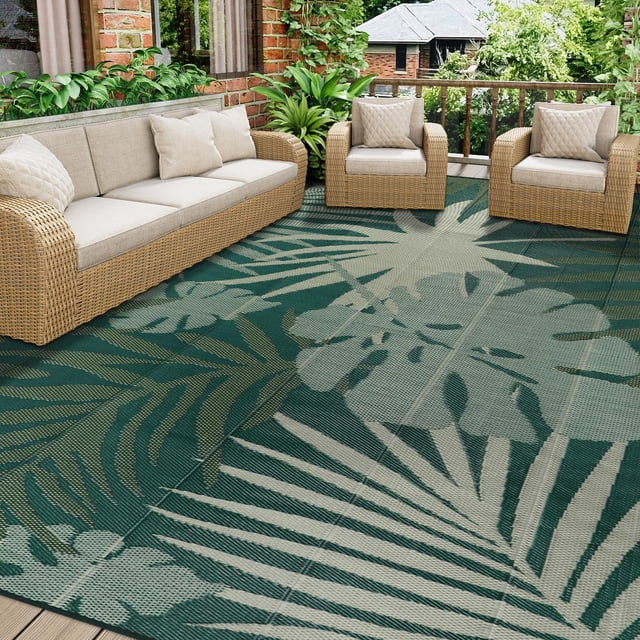 Alfombra de exterior Homcomoda, 244 x 305 cm, impermeable, reversible
