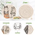 thumbnail image 4 of Yayeee 6 PCS Drink Coasters with Holder Set Woven Absorbent Round Tabletop Hot Pad, Gray Cute Chubby Cat, 4 of 7