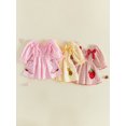 thumbnail image 3 of RUINIXCW Little Girl Plaid Dress Long Sleeve Square Neck A-line Dress with Bow Decor, 3 of 8