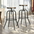thumbnail image 4 of Homy Casa 2 Pack Walnut Adjustable Height Sewing Stools, Industrial Design, Durable Metal Frame with Wooden Seat, 4 of 6