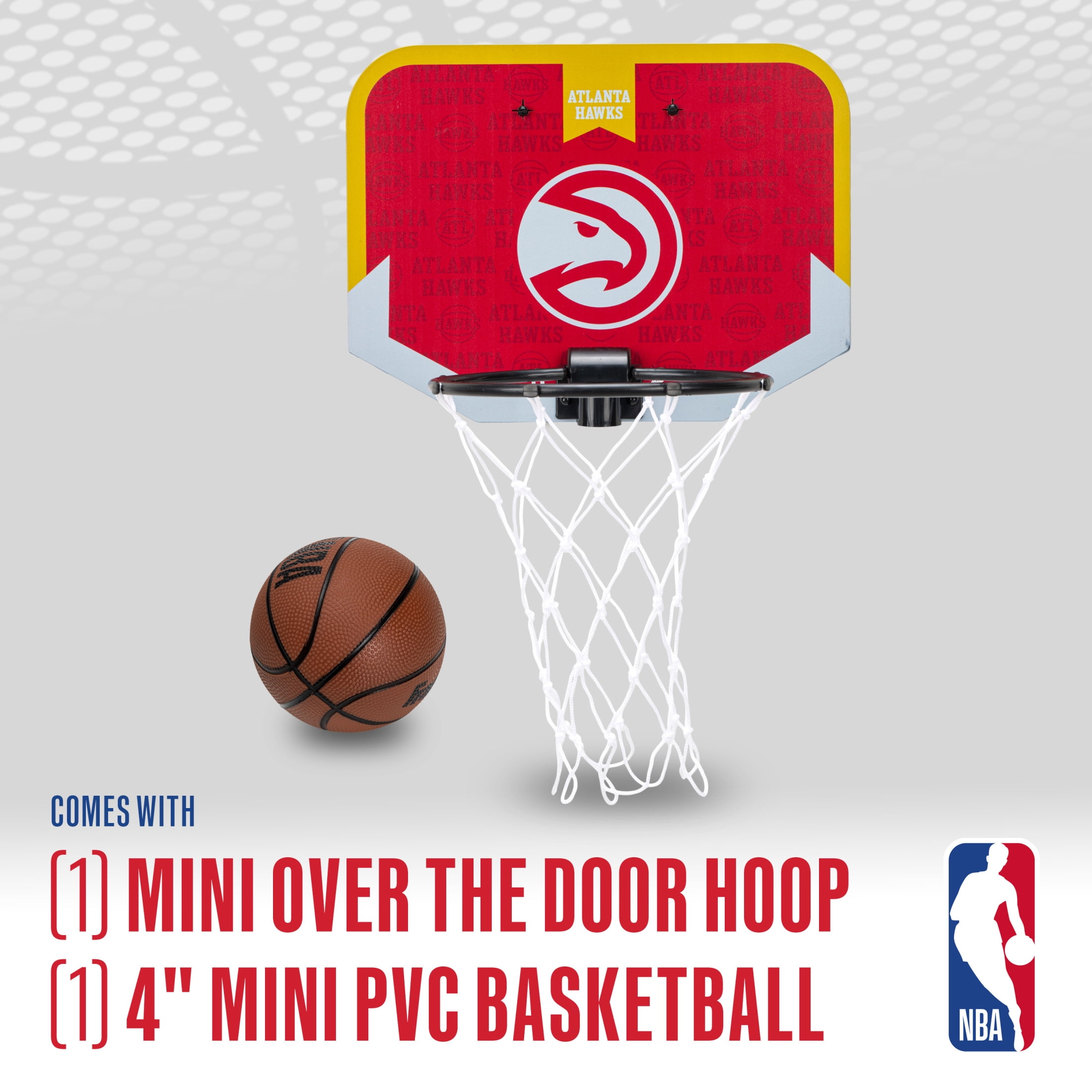Franklin Sports NBA Atlanta Hawks Mini Over the Door Basketball Hoop - Kids Indoor Mini Basketball Hoop with Basketball - NBA Fan Shop Mini Hoop for Bedroom + Office - Over the Door Mini Hoop Set