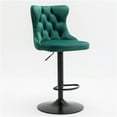thumbnail image 3 of JERFIT Modern Velvet Swivel Bar Stools with Backs, Set of 2, Upholstered Adjustable Height Counter Stools for Kitchen Island, Pub, Dining Room, Green, 3 of 10