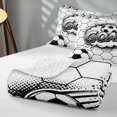 thumbnail image 4 of Manfei Football Sports Quilt King, Geometric Honeycomb King Coverlet Set, Black White, Reversible 3-Piece, 1 Bedspread and 2 Pillowcases, 4 of 7