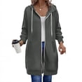 thumbnail image 2 of Long Hoodies for Women Fashion 2026 Full Zip Up Oversized Fleece Lightweight Casual Fall Jacket Coat with Pocket, 2 of 8