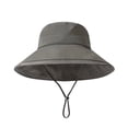 thumbnail image 2 of Sun Hats for Women Gardening Hat Wide Brim Ponytail Beach Sun Protection Breathable Cotton Summer Hat with Fold-Up Brim, Gray, 2 of 3