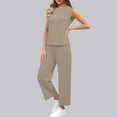 thumbnail image 2 of LIaqionyy Two Piece Sets for Women Oversized Lounge Set Crew Neck Short Sleeve Tops Wide Leg Pants Outfits, 2 of 7