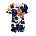thumbnail image 5 of Raeneomay Short Sleeve Tunic Tops Fit Pleated Blouse Shirts Fashionable Women's Casual Short Sleeved Loose Round Neck Printed Top, 5 of 5