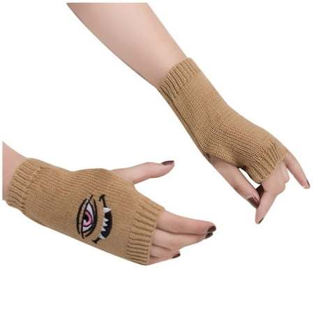 

Dadaria Winter Gloves Women Girl Knitted Arm Fingerless Keep Warm Winter Gloves Soft Warm Mitten Khaki Women
