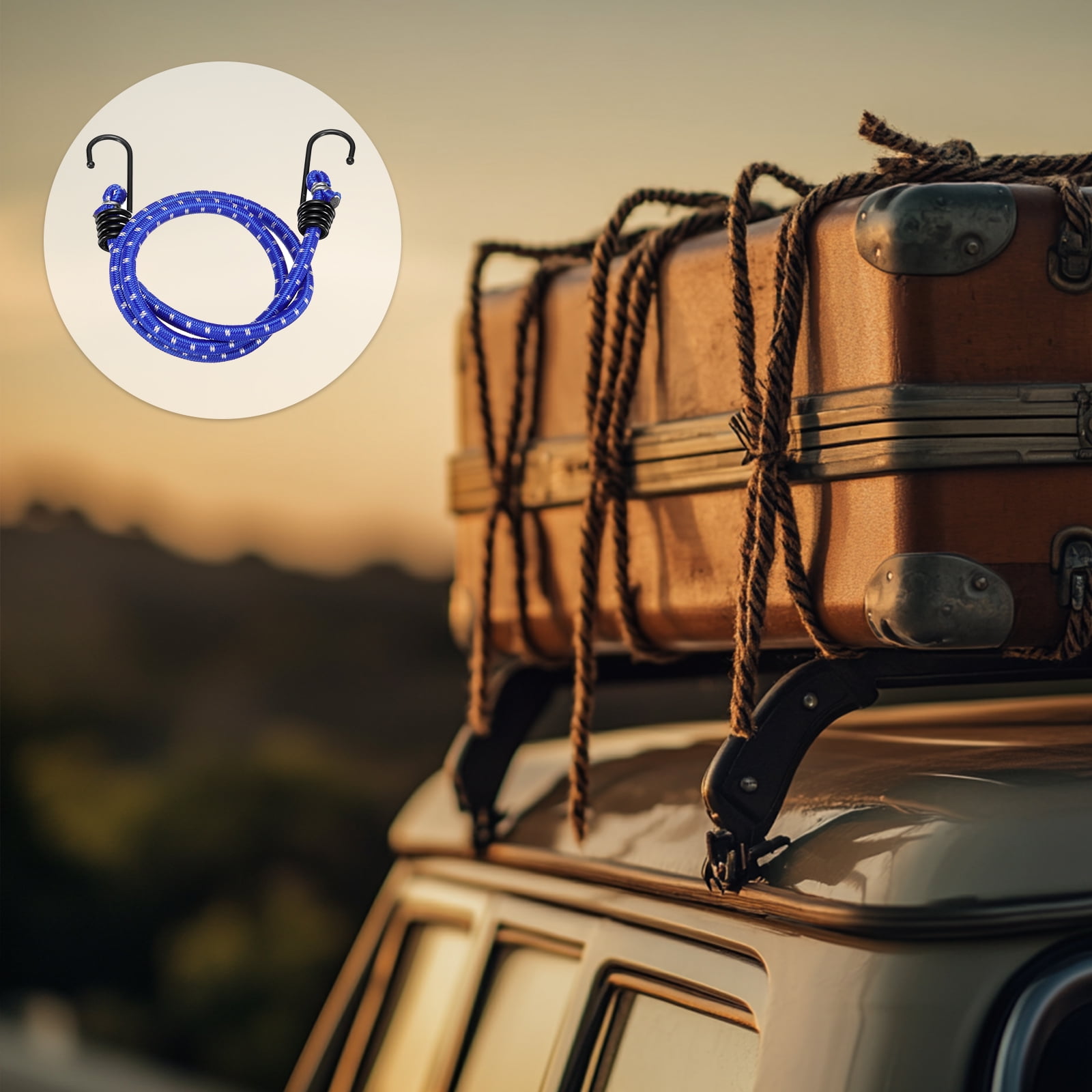 Uxcell 6Pcs Bungee Cord with Hooks 31" Rubber Bungee Cords for Outdoor Camping Straps, Blue