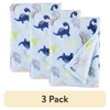 (3 pack) Parent’s Choice Plush Baby Blanket, Blue Dinosaur, 30 in x 36 in
