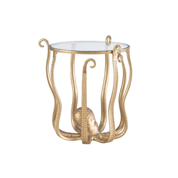 Pemberly Row Transitional Metal Octopus Table in Gold