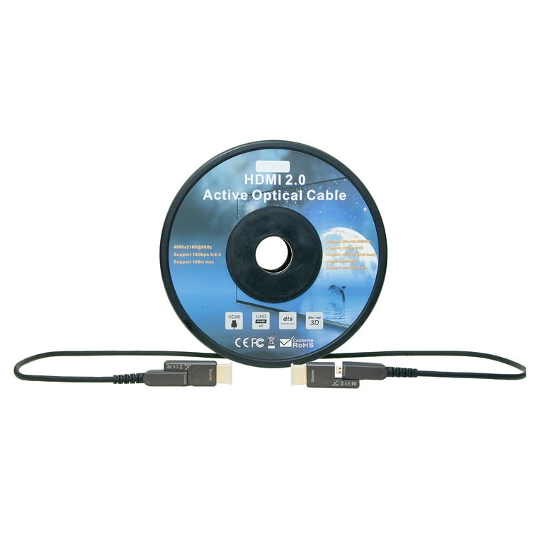 4K HDMI Active Optical Cable (AOC), HDMI Male, w/ 2 detachable