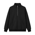 thumbnail image 4 of Inverlee Half Zip Stand Collar Sweatshirts for Women Long Sleeve Raglan Pullovers Side Pocket Solid Casual Loose Fit Tops Black S-XXL, 4 of 9