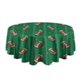 thumbnail image 5 of Green Striped Footballs Pattern Round Tablecloth 60"x60",Wrinkle Wipeable Table Cloth for Kitchen Dining Room Picnic Patio Party, 5 of 6