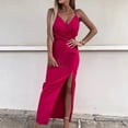 thumbnail image 5 of Abcnature Womens Maxi Dress Savings Clearance Deals, Women Solid Round Neck Sleeveless Dress, Plus Size Summer Casual Long Dresses, Wedding Guest Dresses Beach Party Dress Hot Pink XXL, 5 of 5