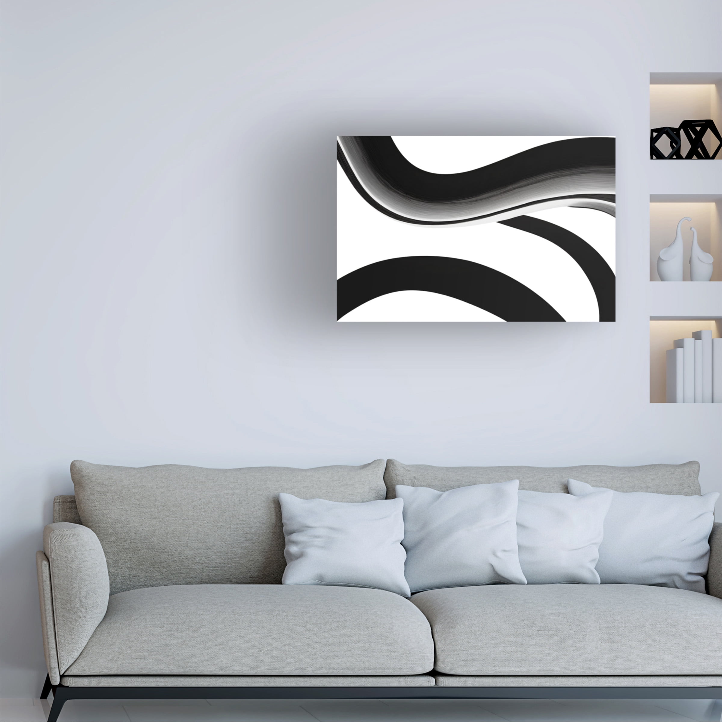 Canvas Wall Art - Ray Heere 'Black White Bold Strokes 10' Wall Art for Living Room, Bedroom, or Office DÃ©cor by Trademark Fine Art - 47 x 30 Inches