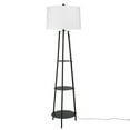 thumbnail image 1 of Benjara Lampadaire avec 3 Étagères et Support Trépied, Noir, 1 of 5