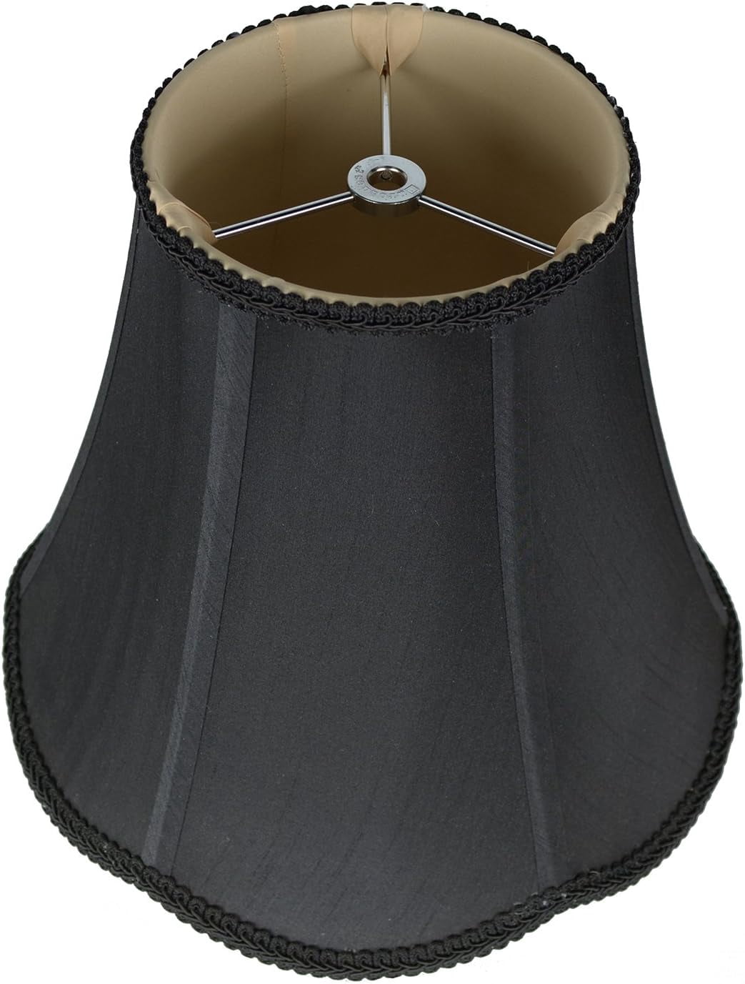 Urbanest Softback Faux Silk Scalloped Bell Drum Lampshade – 6" Top x 12" Bottom x 11" Slant Height – Black Tone – Spider Fitter- 1 Piece