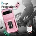 thumbnail image 3 of KOMI for Google Pixel 8A Case with Tempered Glass Screen Protector and Camera Lens Cover,Rotated Ring Stable Kickstand,Heavy Duty Shockproof Protective Phone Cover Pink, 3 of 5