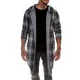 thumbnail image 2 of Joernso Autumn Fashion Men Plaid Print Long Sleeve Causal Hooded Shirt Coat Outwear, 2 of 5