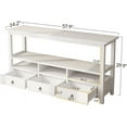 thumbnail image 2 of Karl home Console Table with 3 Bottom Drawers, Sofa Side Table Entryway Desk with 3 Storage Cubbies 1 Open Shelf, Vintage TV Stand for Hallway Living Room Office, White 29.9" H, 2 of 7