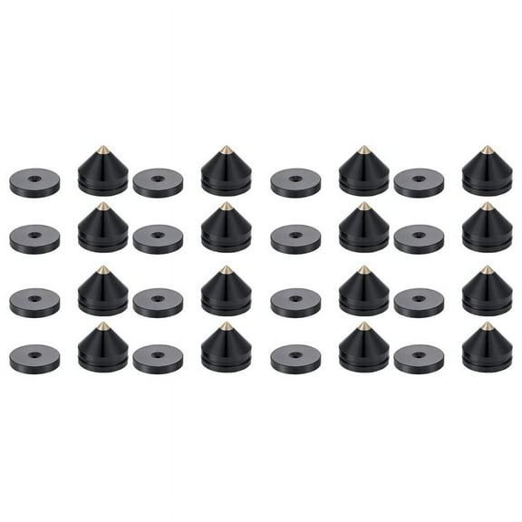 16 Set Speaker Stand Feet Foot Pad Aluminium Alloy Metal Spikes Cone Floor Foot Nail Black,16 x Speaker Spikes 16 x base,Black