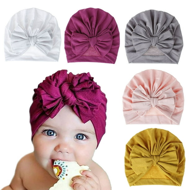 5 pièces bébé Turban nouveau-né Turbans pour bébé filles bandeau arc  chapeaux pour nouveau-nés bébé Beanie chapeaux chapeaux 