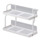 thumbnail image 1 of Organizador de estantes para encimera, estante de especias de cocina multifuncional de 2 niveles de acero al carbono para dormitorio, baño, armario debajo del fregadero, color crema y blanco, 1 of 10