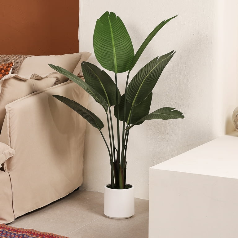 DR.Planzen 4.5ft Artificial Bird Of Paradise Plants with White