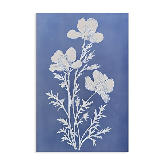 Stupell Industries Cerulean Blue Blooms Botanical & Floral Painting Gallery Wrapped Canvas Art Print Wall Art, 16 x 24