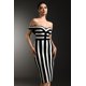 thumbnail image 3 of Vestido largo Bellabarnetten Perly con hombros descubiertos y rayas, 3 of 6