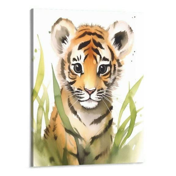 Shiartex  Baby Watercolor Animals Wall Art Tiger Picture Woodland Safari Animal Posters Nursery Animal Canvas Prints for Kids Room Decor 16x20 Inch