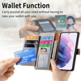 thumbnail image 5 of For Samsung Galaxy S22 Plus S22+ 5G Leather Phone Case Wallet Zipper Pocket Pouch Folio Flip Cover Kickstand, Multi Anti-theft Card Holder Cash Slot, Double Magnetic Buckle, Wrist Lanyard,Gray, 5 of 12