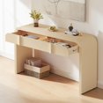 thumbnail image 3 of Tcbosik Modern Console Table, Narrow Sofa Table with 2 Storage Drawers, Behind Couch Table for Living Room, Hallway, Entryway, Easy Assembly, Apricot Cream, 3 of 10