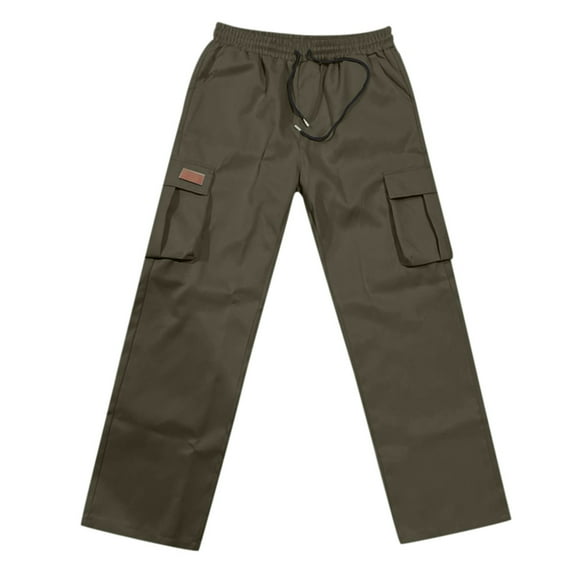 Kcolen Men's Cargo Pants Relaxed Fit Stretchy Wide Leg Elastic Waist Cargo Trousers Classic Fit Men Dressy Loose Fit Work Trousers Solid Color with Pockets