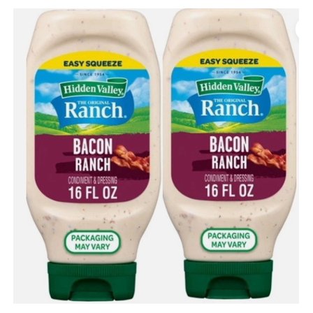 Bacon Ranch Condiment and Dressing, 2 Bottles, 16 oz Each