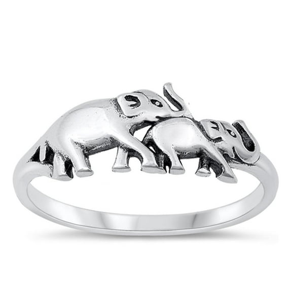 Beautiful Elephant Ring .925 High Polished Sterling Silver Band Jewelry Female Male Unisex Size 8