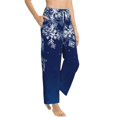 thumbnail image 6 of Salouo Christmas Blue Print Women's Pajama Pants Casual Loose Sweatpants PJs Flowy Pants Drawstring Palazzo for Women Wide Leg Pants Lounge Pajama -Small, 6 of 8
