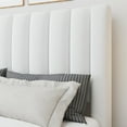 thumbnail image 3 of Amolife King Size Platform Bed Frame with Upholstered Velvet Channel Headboard, White, 3 of 9