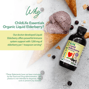 ChildLife Essentials Organic Liquid Elderberry: Immune Support for Kids, Natural Elderberry Flavor, 4 Fl Oz Bottle (Pack of 1)
