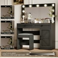 thumbnail image 3 of Vastcury Farmhouse Makeup Vanity Set with Large Mirror and Light, Brightness Adjustable, Dressing Desk with 3 Drawers for Bedroom, Black, 3 of 6