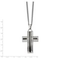 thumbnail image 2 of Primal Steel Stainless Steel Polished with Black Carbon Fiber 24 Inch Cross Necklace, 2 of 6
