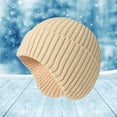 thumbnail image 2 of XIAOCHA Women’S Rib‑Knit Ear‑Cover Beanie Solid Hats Fall‑Winter Outdoor Toque,Beige, 2 of 4