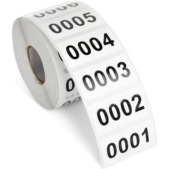 Rollo de pegatinas de vinilo blanco de 4 x 2 cm (1000 unidades) para inventario de almacenes y oficinas. Pegatinas de vinilo con números para inventario y etiquetas de activos.