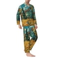 thumbnail image 2 of Lsque Impressionist Village Sky Pattern Long Sleeve Pajama Set for Men - Soft 2-Piece Sleepwear and Loungewear Set with Pockets, Comfy Nightwear-Large, 2 of 7
